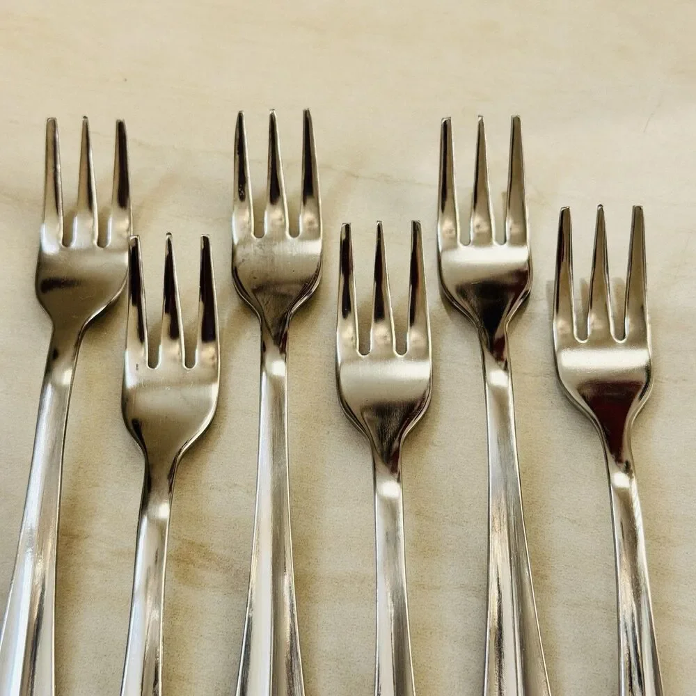 6pc INTERNATIONAL Gran Royal Stainless Cocktail/Seafood Forks 5 5/8” Glossy